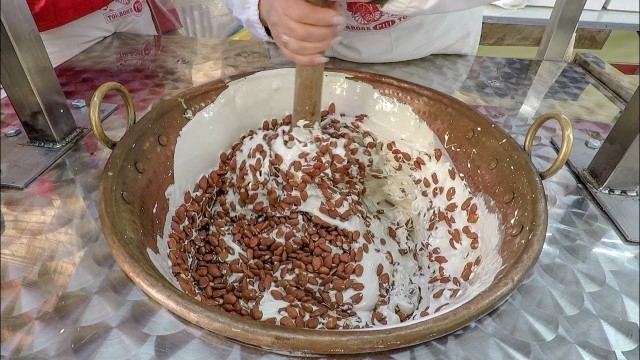 'Italy Street Food. Making by Hand Sweet Almond Nougat from Sardinia'