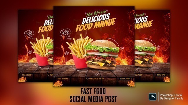 'Design Fast Food Social Media Post / Instagram Post | Fast Food Add Design #Burger #photoshop_design'