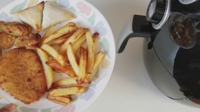 'Air Fryer - Cooking Frozen Dinner - Vegi Burger, Samosas, Chips, Mozzarella Sticks'