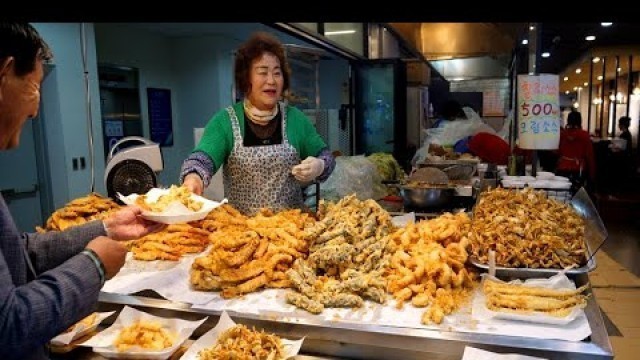 '바삭바삭한 노량진 왕튀김 왕새우, 베이비크랩, 오징어, 고구마, 김말이, 장어 / King fried / korean street food'