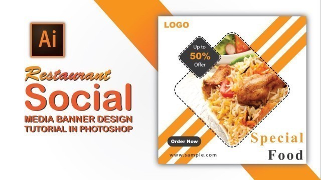 'Restaurant Social Media Banner or Food Menu Design | Illustrator CC Tutorial'