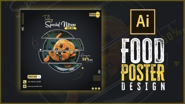 'Illustrator CC Tutorial |Graphic Design |Modern Social Media Banner | Food Restaurant @NSV Designer'