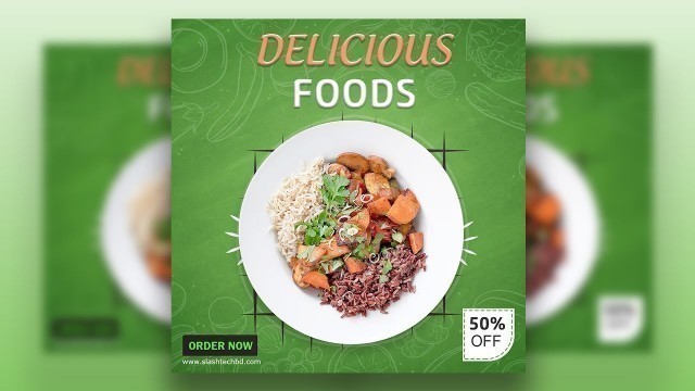 'Delicious Food Banner Social Media Post Design Adobe Photoshop CC'