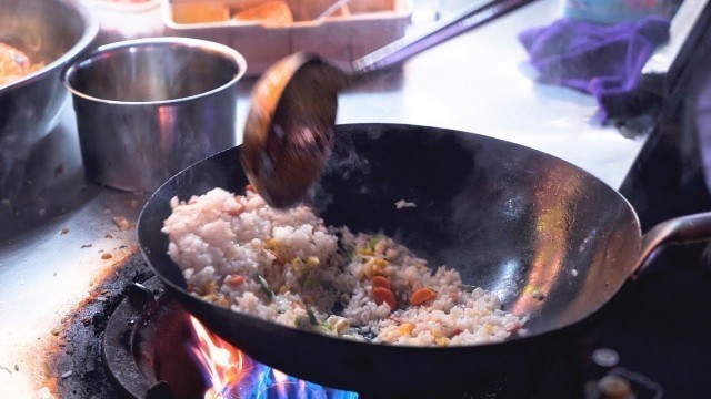 'Chinese Street Food -fried rice with eggs,ten years of wok experience , Chinese Hamburger'