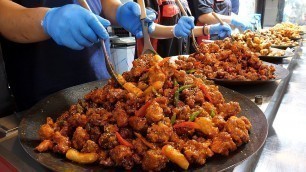 '줄서서 먹는 고추 닭강정, 마늘 닭강정 / spicy sweet and sour chicken, garlic chicken - korean street food'