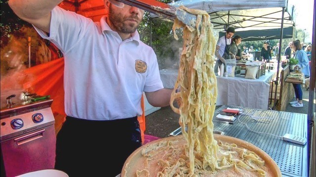 'Italian Pasta and LOT of Cheese. Pasta in a Cheese Wheel. London Street Food'