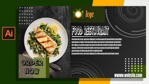 'Landscape Social Media Banner  restaurant food design ..  Adobe Illustrator Tutorial'