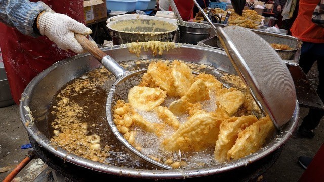 '깨끗한 새기름, 바삭한 500원 즉석 튀김! / clean new oil, crispy fried food - korean street food'