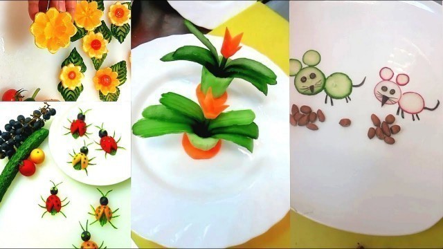 '10 Creative food art ideas | DIY vegetable carving craft easy | Fruit Flower DIY cutting designs'