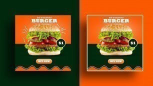 'Burger restaurant banner design for social media post | how to design food banner in photoshop cc'