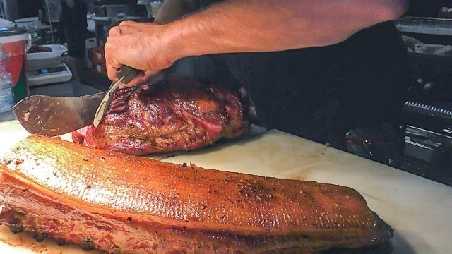 'Huge Blocks of Juicy Meat Smoked American Style, Italy Street Food'