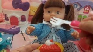 'baby doll eating and drinking - drink Tea eating Ice Cream -Baby toy'