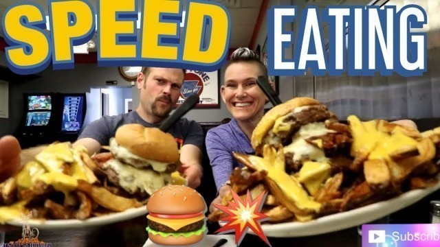 'KEYSTONE INVADER BURGER | SPEED EATING | WOMAN VS FOOD'