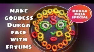 'Creative Food Art For Durga Puja: Portrait Of Goddess Durga With Fryum'