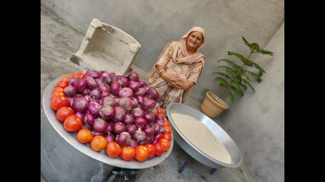 'ONION RICE RECIPE BY MY GRANDMA | HEALTHY VILLAGE FOOD BY GRANDMA | VEG VILLAGE FOOD | RECIPES'