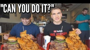 'HUGE BURGER & MASSIVE BUCKET OF WAFFLE FRIES CHALLENGE | With Nathan Figueroa | Florida'