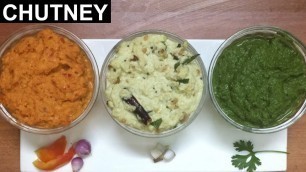 'TOP 3 South Indian Chutneys | Quick and Easy Chutney Recipe | Tomato - Coconut & Coriander Chutney'