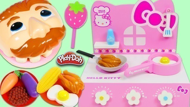 'Feeding Mr. Play Doh Head A Yummy Meal Using Hello Kitty Grill & Real Working Sink!'