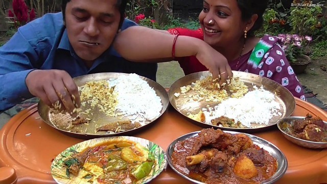 'Exciting Lunch Mutton Curry with Fulkopi Kopta - Vola Fish Curry - Mix Veg - Best Indian Eating Show'