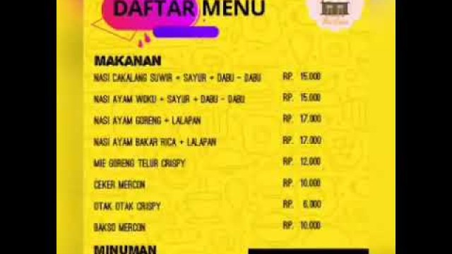 'Daftar Menu Dapur Ibu Caca..  Kini hadir di Grabfood dan Gofood ya..'