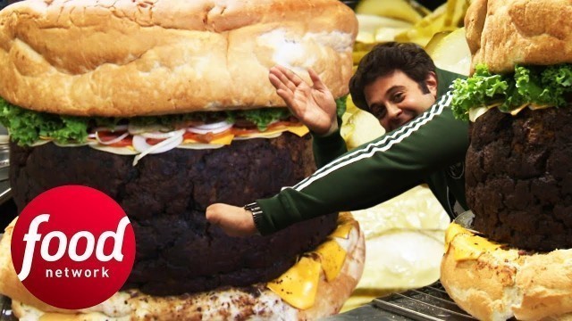 'Crowd Help Adam Eat The World\'s Biggest Burger Worth $8K | Man v Food'