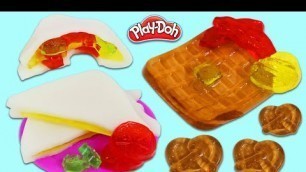 'Making Edible Gummy Grilled Cheese & Waffles Using Play Doh Sandwich Kitchen Creations Playset!'