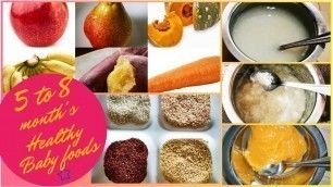 'Baby food recipes for 6 months | 5 to 8 months baby meal planner | purees smoothies and porridges'