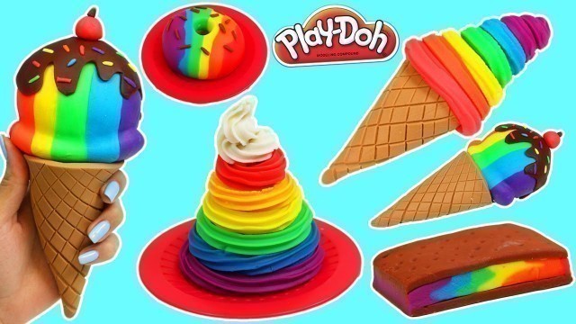 'Play Doh Rainbow Swirl, Ice Cream Sandwich, Donut & More Desserts!'