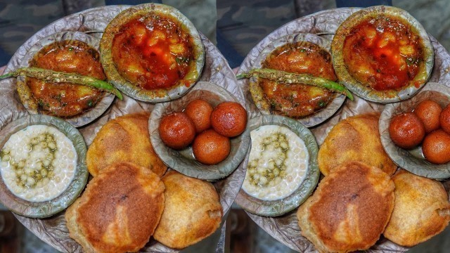 'Amazing North Indian Thali At Rs 40/- || Gajar Ka Halwa, Gulab Jamun || Ghaziabad Street Food'