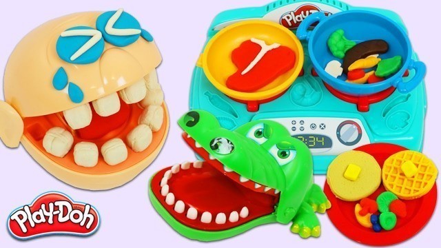 'Toy Crocodile Steals Mr. Play Doh Head\'s Play Dough Stove Top Cooked Food!'