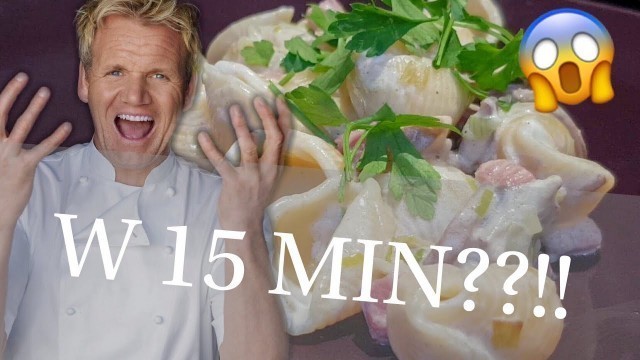 'Makaron z pancieta z porem i kasztanowymi grzybkami| fastfood by Gordon Ramsay'