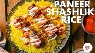 'Paneer Shashlik Rice Recipe | NYC cart style Paneer Rice | White Sauce Hot Sauce | Chef Sanjyot Keer'