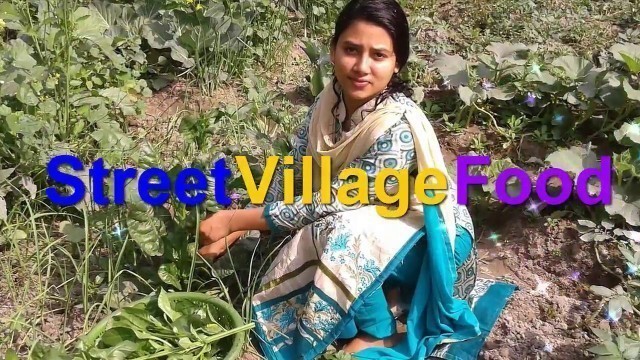 'Spinach Curry Recipe | Potato Palong Bean Brinjal Peas | Cooking By Street Village Food'